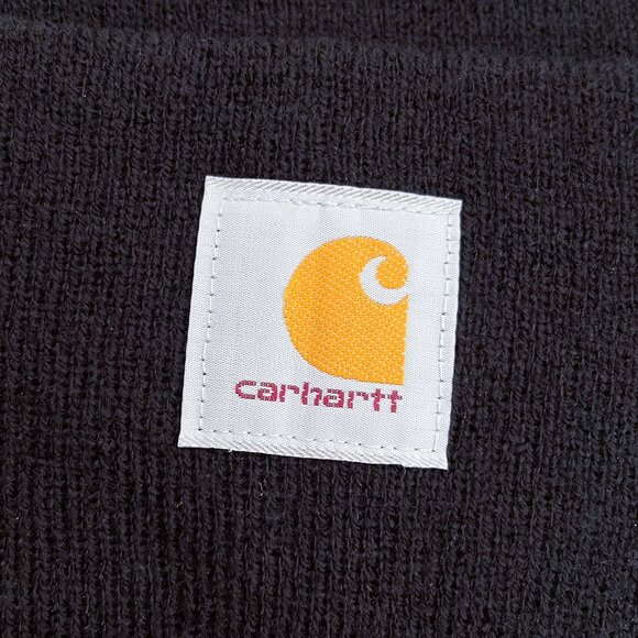 Carhartt Knit Cuffed Beanie Logo Patch Cold Weather Hat A18 Mens in Black - Picture 4 of 11